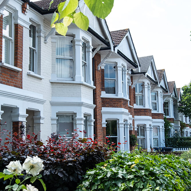 Row of red brick terraced houses